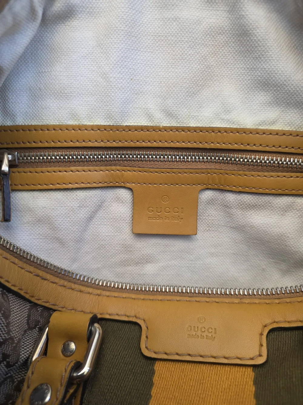 Gucci Vintage Web Medium Boston GG Canvas Yellow Green Bag